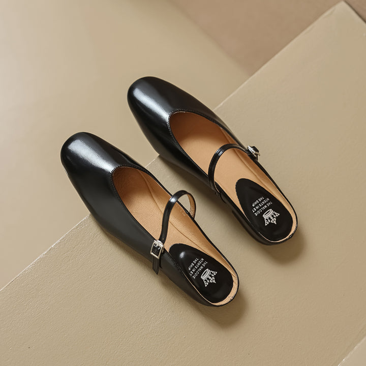 Comfortable Women's Sheepskin Mary Jane Mule Shoes – Flat Heels