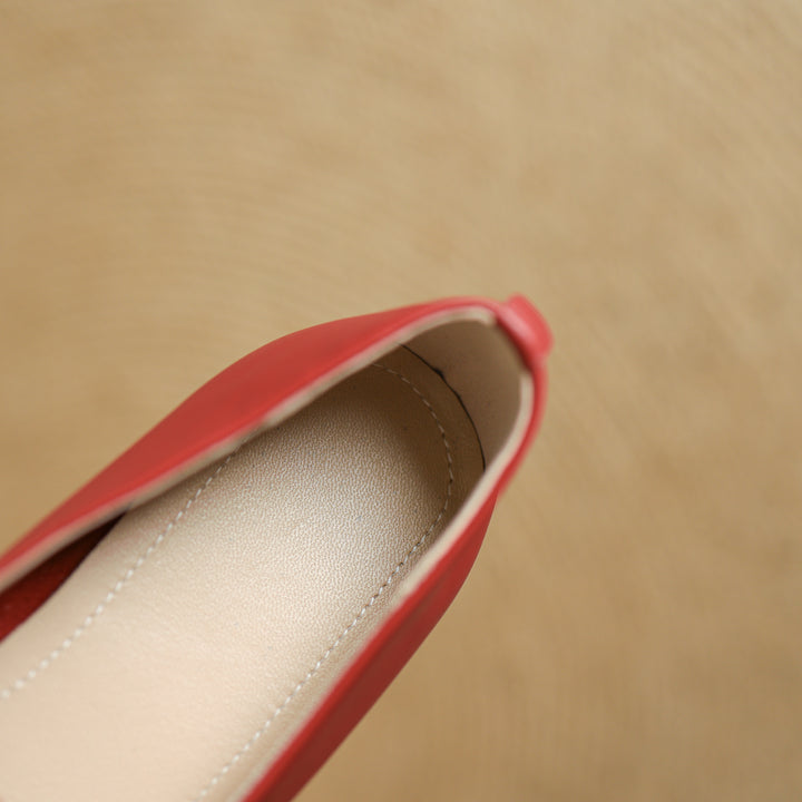 Elegant Women's Genuine Leather Ballet Flats – Lace-Up Design