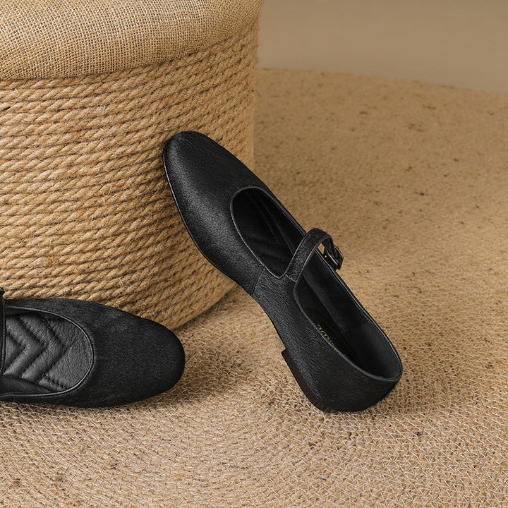 Women’s Office Casual Horse Hair Mary Jane Flats Ballet Flats