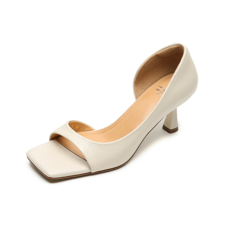 Handmade Genuine Leather d'Orsay Sandals - Women's Office Dress Shoes Kitten Heel