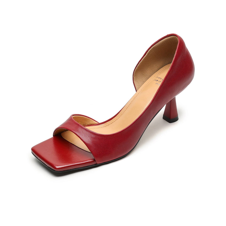 Handmade Genuine Leather d'Orsay Sandals - Women's Office Dress Shoes Kitten Heel