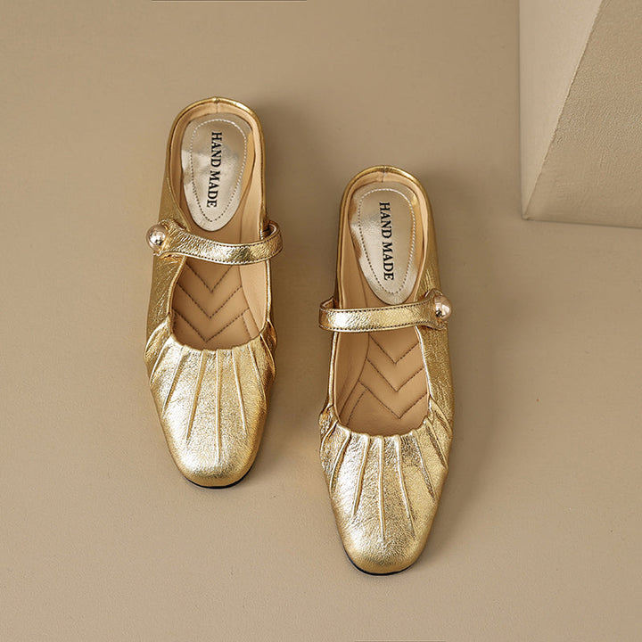 Women's Shell Pattern Buckle Comfort Mule Shoes