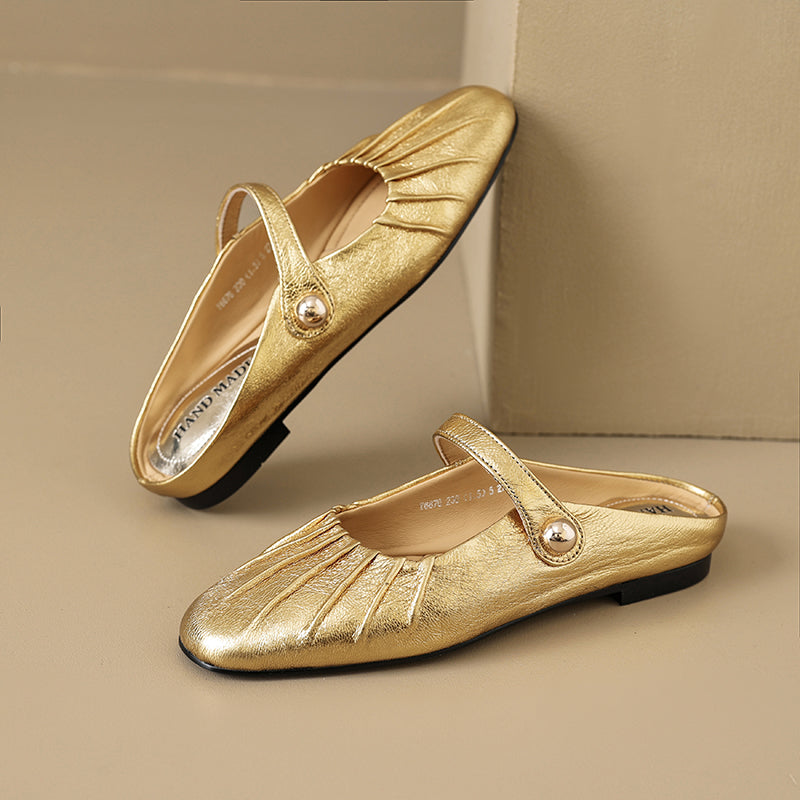 Women's Shell Pattern Buckle Comfort Mule Shoes