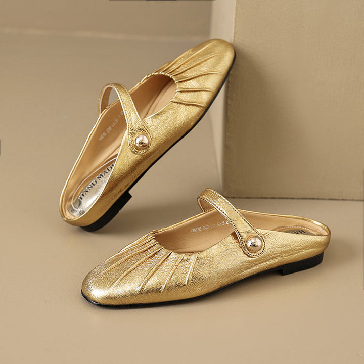 Women's Shell Pattern Buckle Comfort Mule Shoes