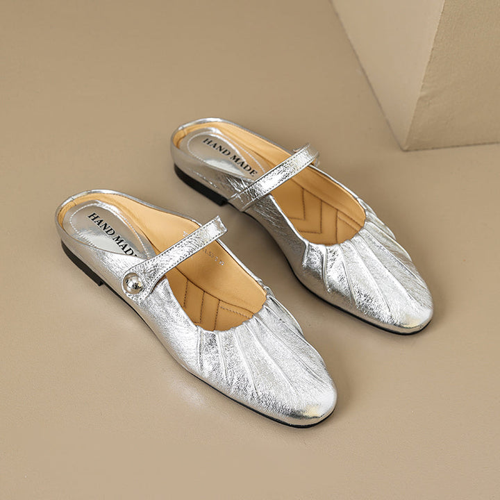 Women's Shell Pattern Buckle Comfort Mule Shoes