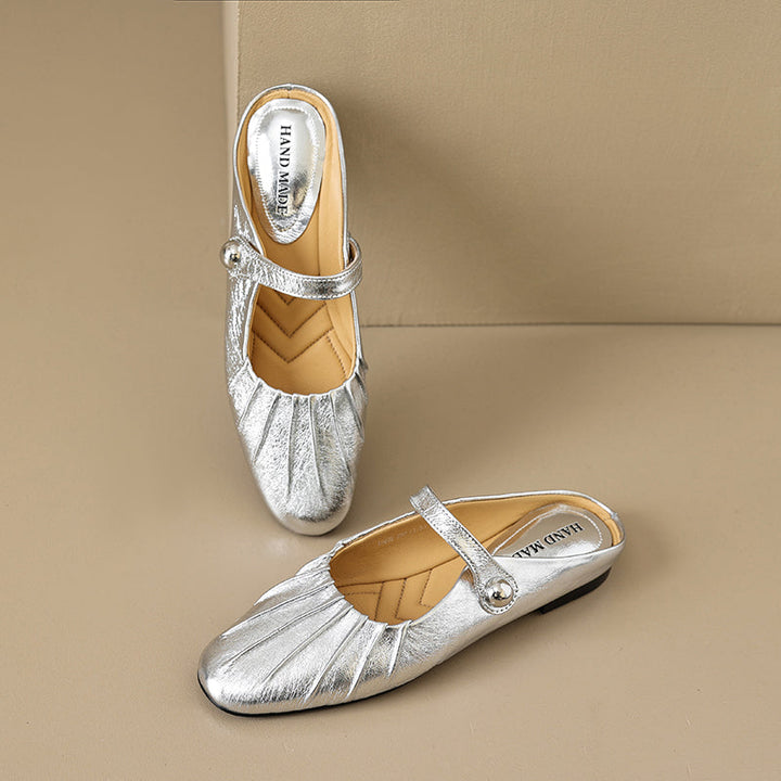 Women's Shell Pattern Buckle Comfort Mule Shoes