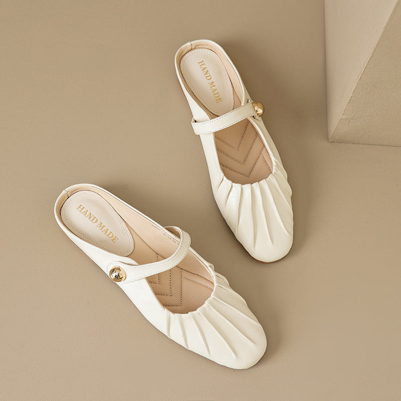 Women's Shell Pattern Buckle Comfort Mule Shoes