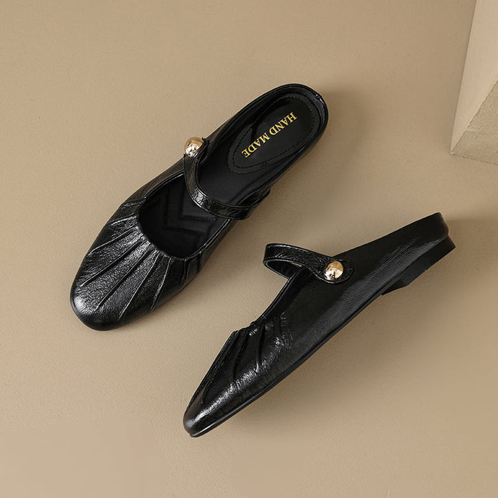 Women's Shell Pattern Buckle Comfort Mule Shoes