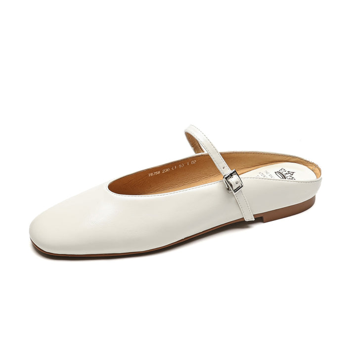 Comfortable Women's Sheepskin Mary Jane Mule Shoes – Flat Heels