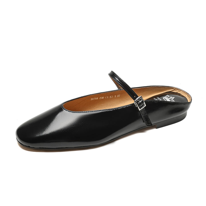 Comfortable Women's Sheepskin Mary Jane Mule Shoes – Flat Heels