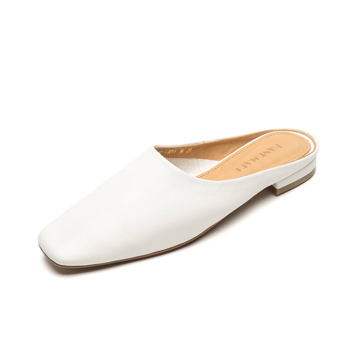 Women's Handmade Leather Minimalist Flat Comfort Mule Shoes