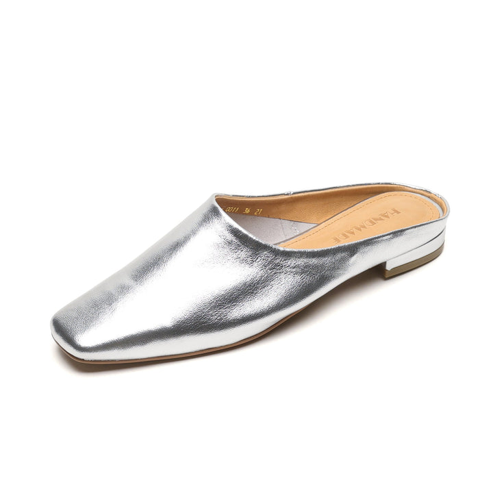 Women's Handmade Leather Minimalist Flat Comfort Mule Shoes