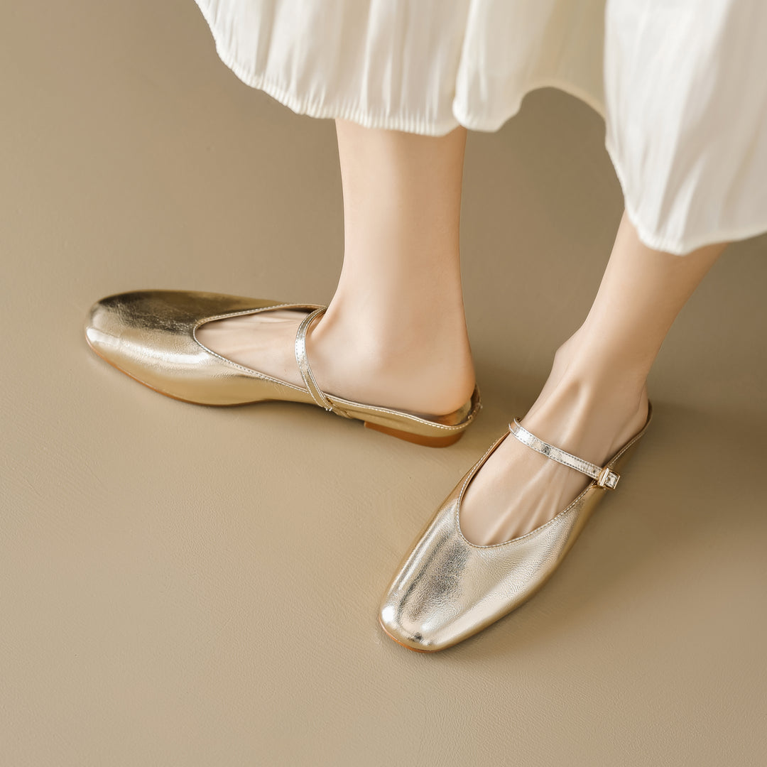 Comfortable Women's Sheepskin Mary Jane Mule Shoes – Flat Heels