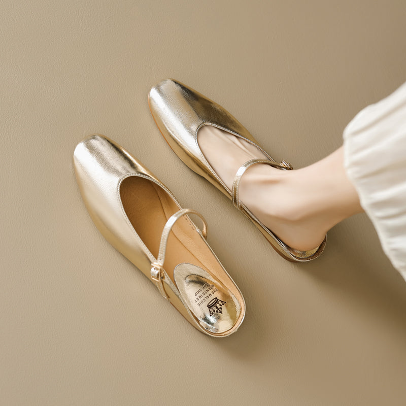 Comfortable Women's Sheepskin Mary Jane Mule Shoes – Flat Heels