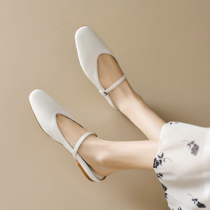 Comfortable Women's Sheepskin Mary Jane Mule Shoes – Flat Heels
