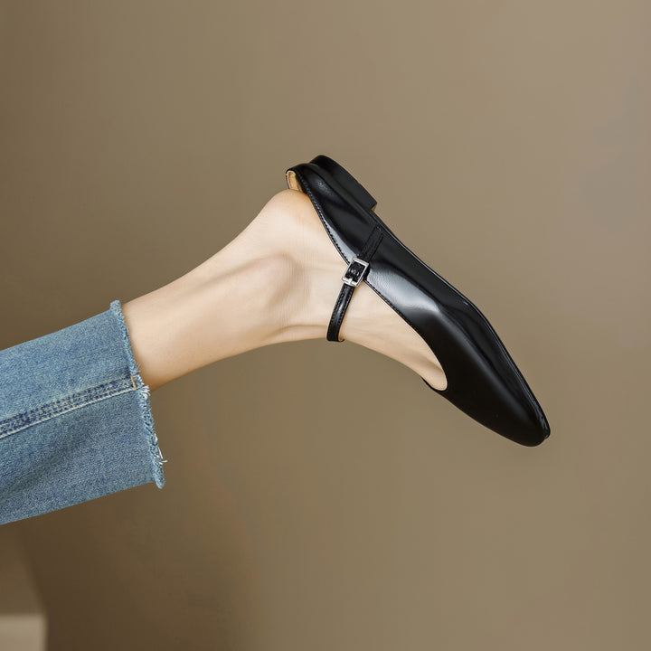 Comfortable Women's Sheepskin Mary Jane Mule Shoes – Flat Heels