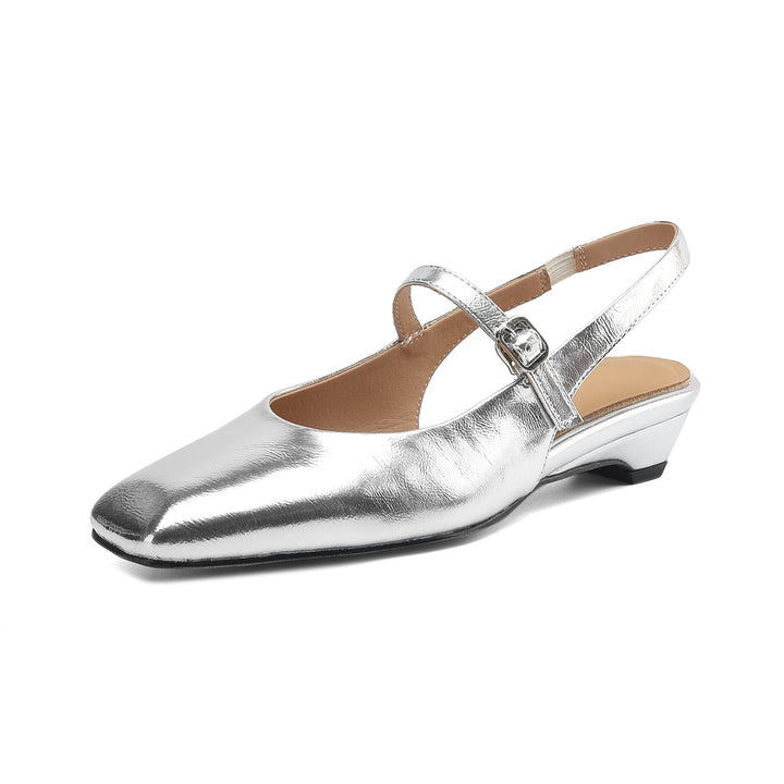 Women's Stylish Square Toe Summer Slingback Low Heeled Sandals