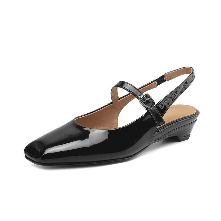 Women's Stylish Square Toe Summer Slingback Low Heeled Sandals