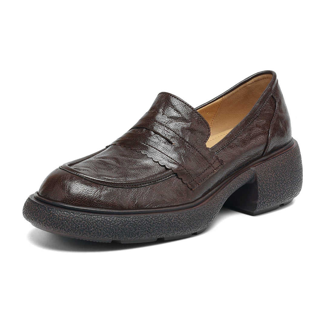 Women's Platform Sheepskin Loafers – Block Heel Slip-On Style