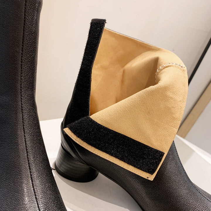 Women's Leather Boots Tabi Heels Split Toe Shoes