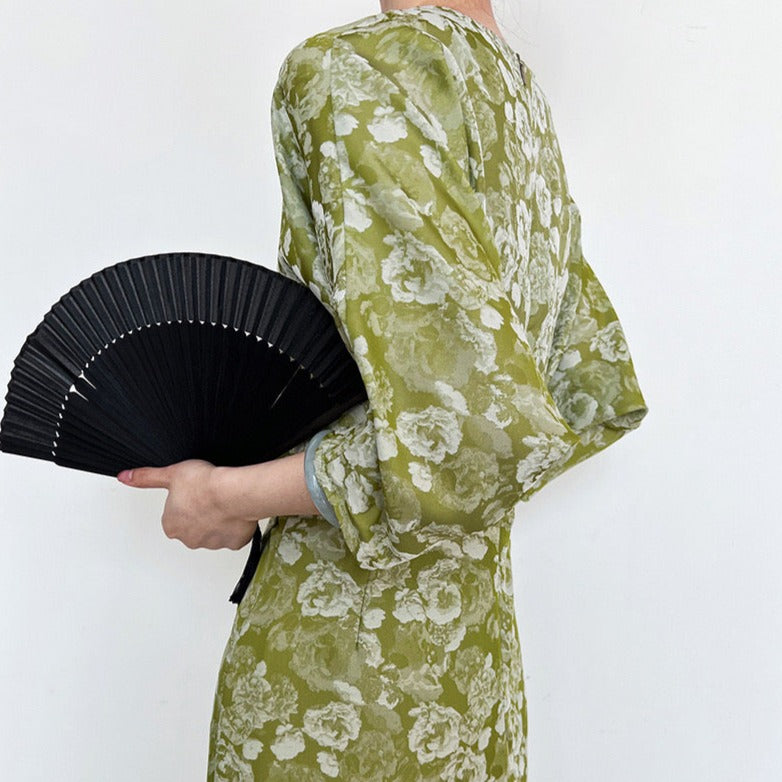 Summer Japanese style Print V-Neck Batwing Sleeve Dress
