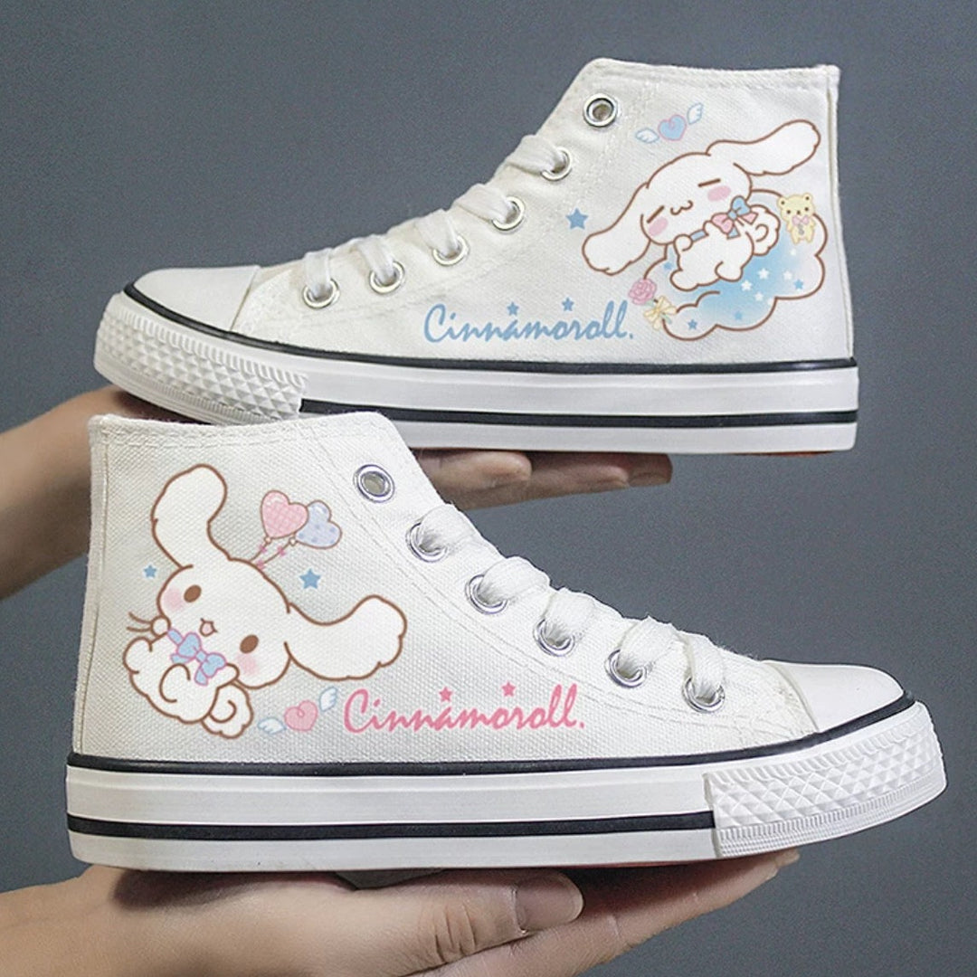 Kawaii Pink Dog Student High Top Canvas Kids Size