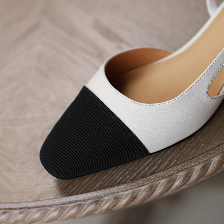 Women's Pointed Toe Block Heels Slingback Shoes Sandals
