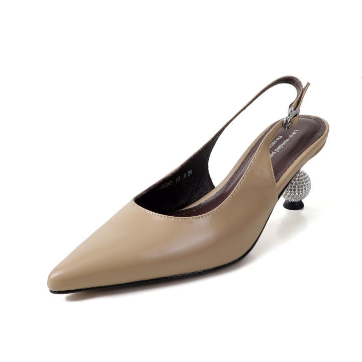 Women’s Luxury Pointed Toe Slingback Heels with Rhinestones – Elegant Sandals