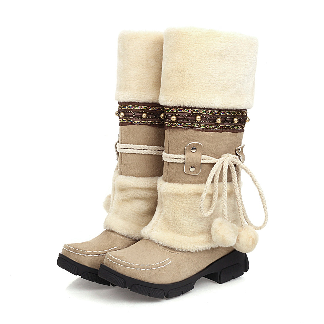 Women's Daily Outdoor Vintage Snow Boots with Chunky Heel