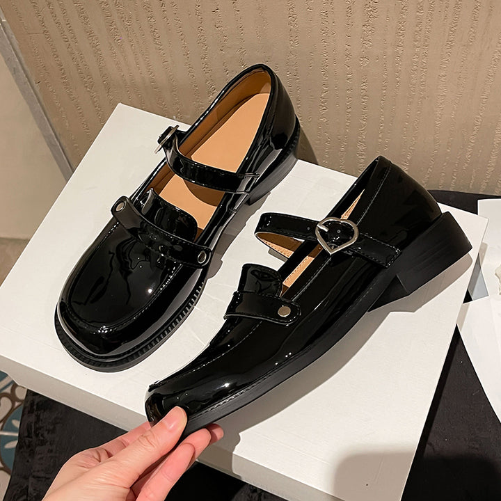Cute Patent Leather Low-heeled Mary Janes for Women