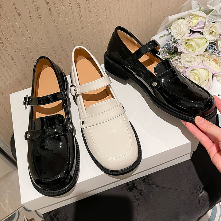Cute Patent Leather Low-heeled Mary Janes for Women