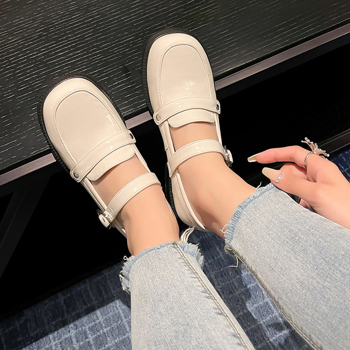 Cute Patent Leather Low-heeled Mary Janes for Women
