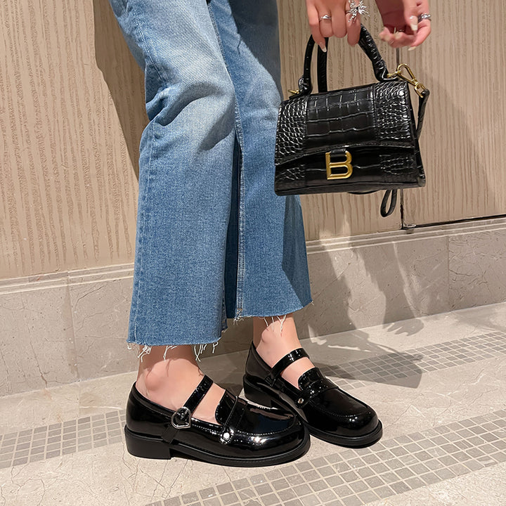 Cute Patent Leather Low-heeled Mary Janes for Women