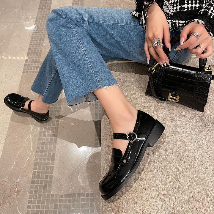 Cute Patent Leather Low-heeled Mary Janes for Women