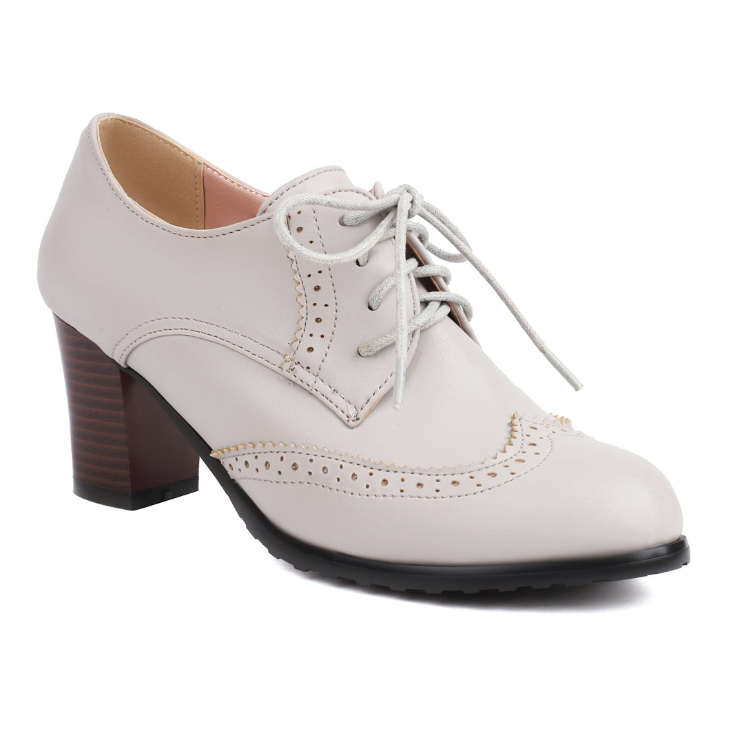 Women's Oxford Shoes Carved Medium Heel Lace-up Boot