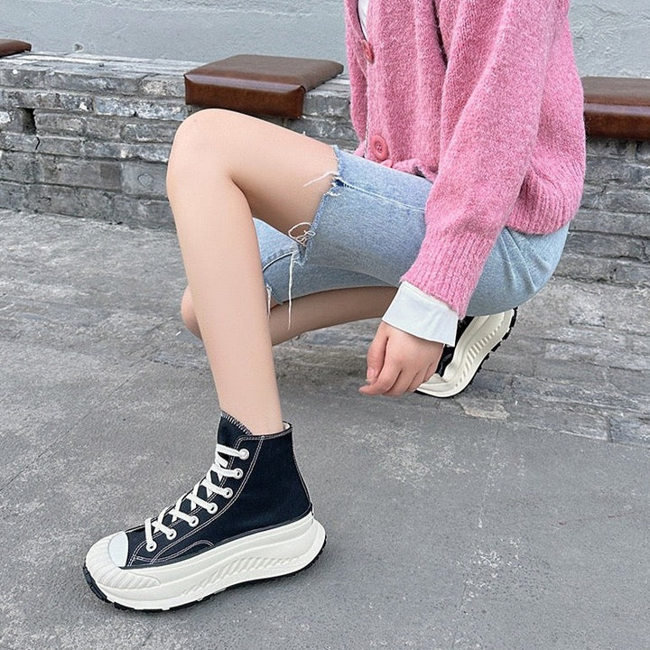 Womens Platform Walking Daily Canvas Sneakers Shoes