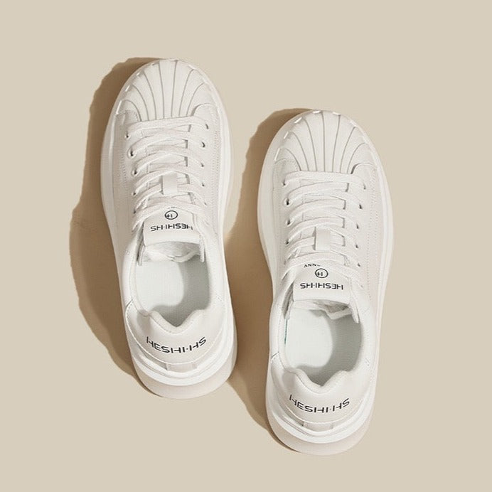 Sporty White Skate Shoes For Women Lace Up Sneakers