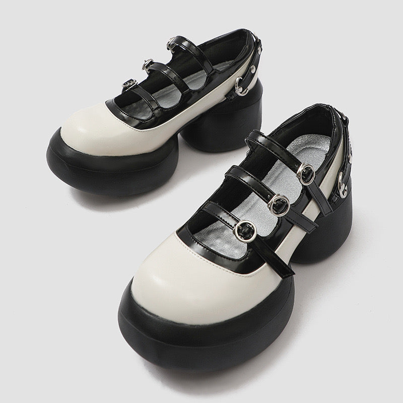 Japanese Style Gothic Mary Jane Buckle Strap Shoes For Women