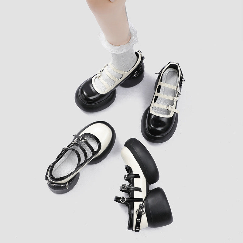Japanese Style Gothic Mary Jane Buckle Strap Shoes For Women
