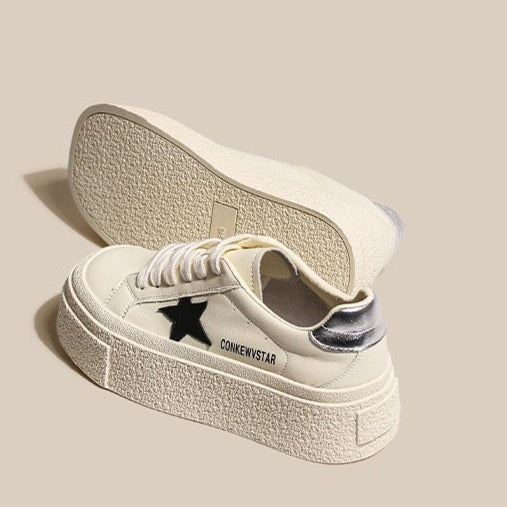 Womens Cute Platform Tennis Star Sneakers