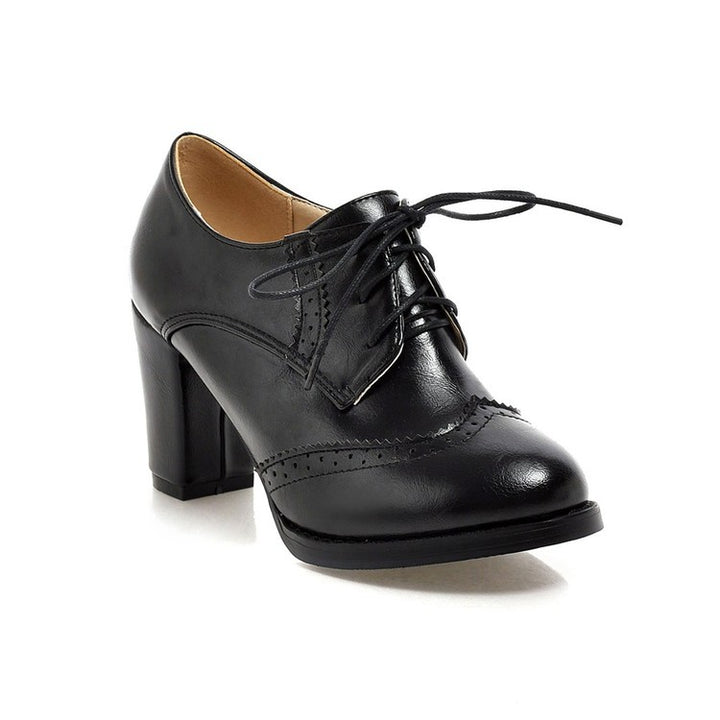 Oxford Shoes for Women Lace-up Chunky Dress Pump Shoes