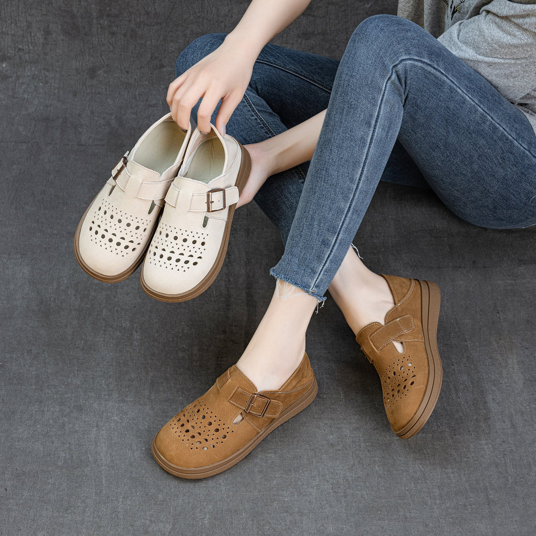 Women's Genuine Leather Fisherman Sandals Barefoot-Friendly Casual Summer Flats