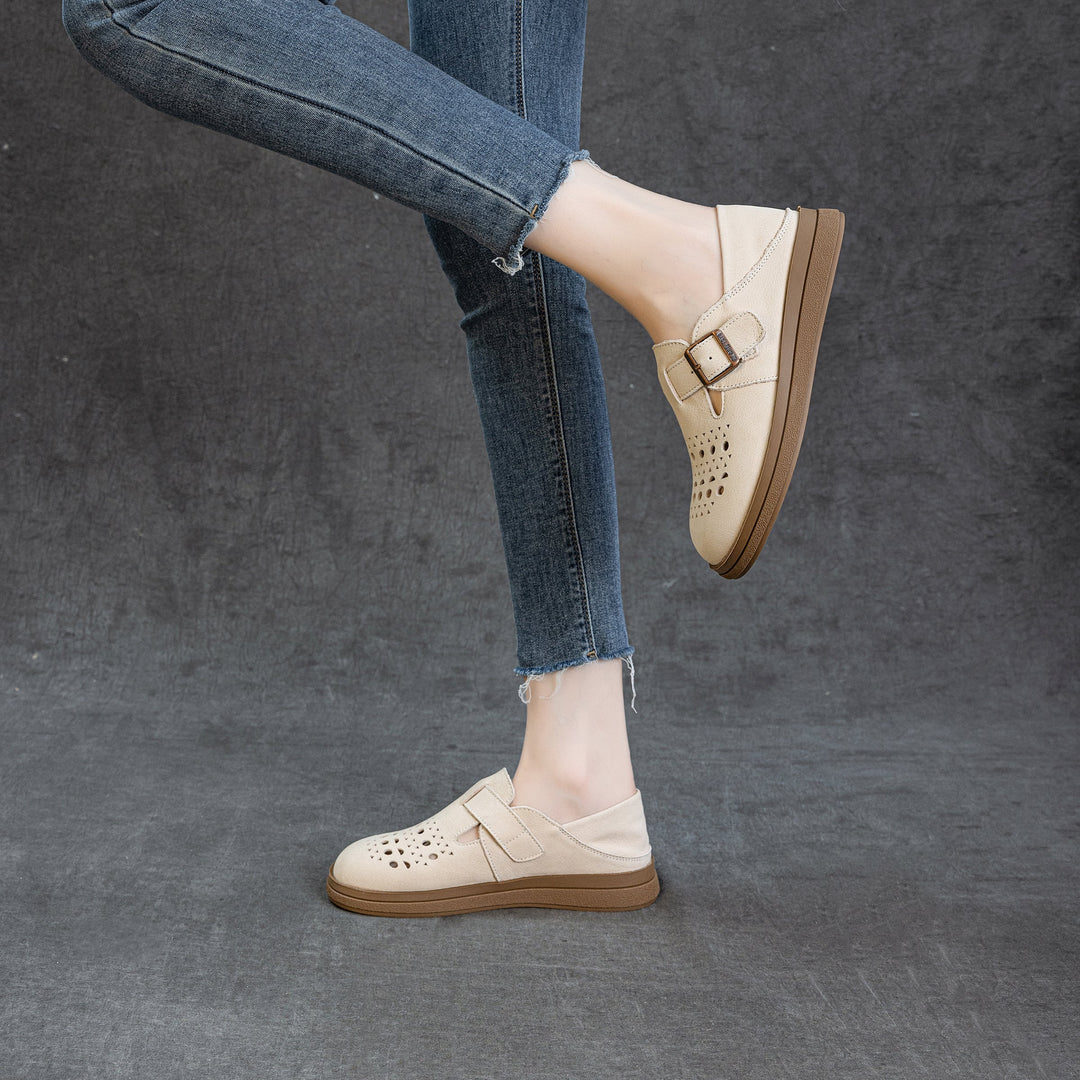 Women's Genuine Leather Fisherman Sandals Barefoot-Friendly Casual Summer Flats