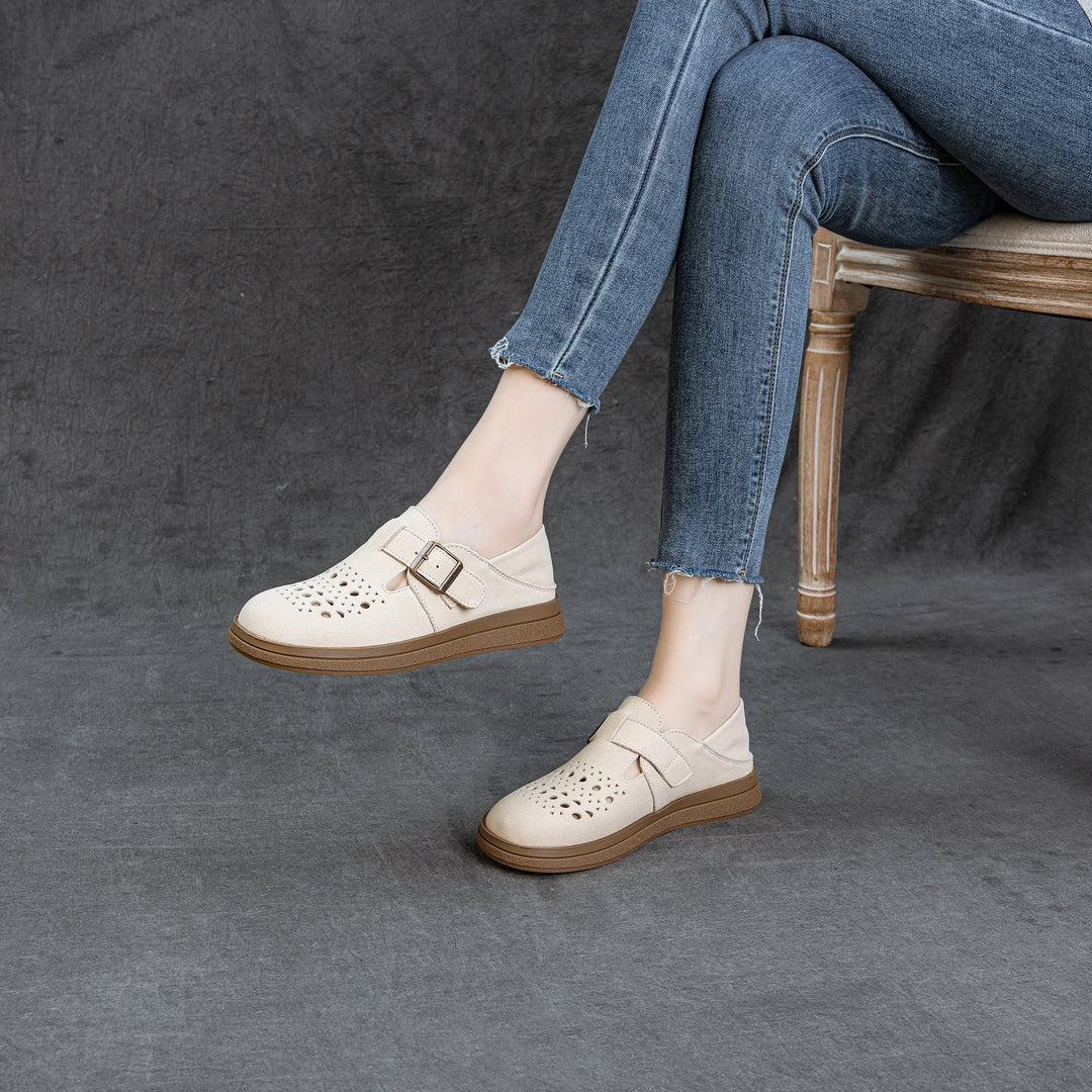 Women's Genuine Leather Fisherman Sandals Barefoot-Friendly Casual Summer Flats