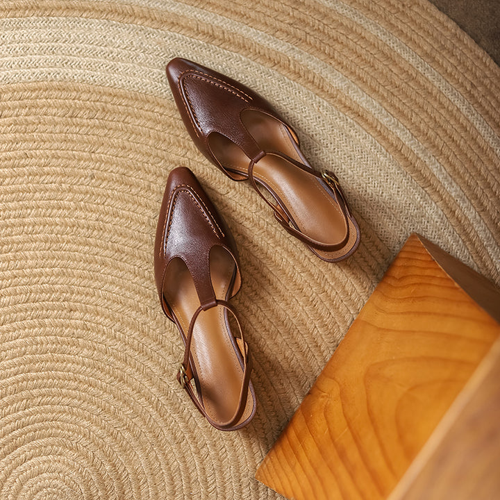 Womens Designer T Strap Leather Pumps Heels