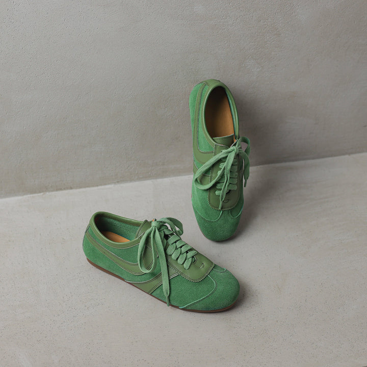 Women's Flat Cow Suede Lace-Up Soft Comfortable German Army Trainers