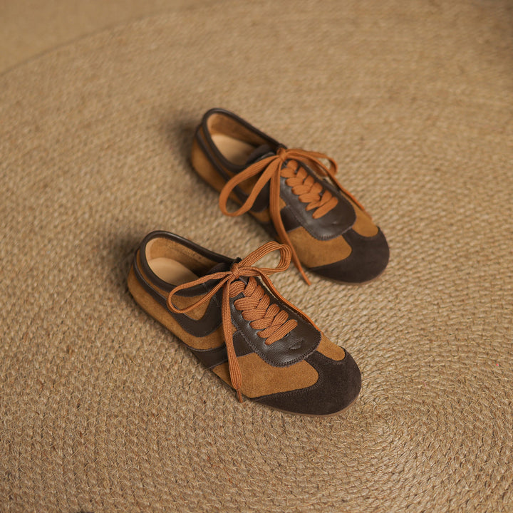 Women's Flat Cow Suede Lace-Up Soft Comfortable German Army Trainers