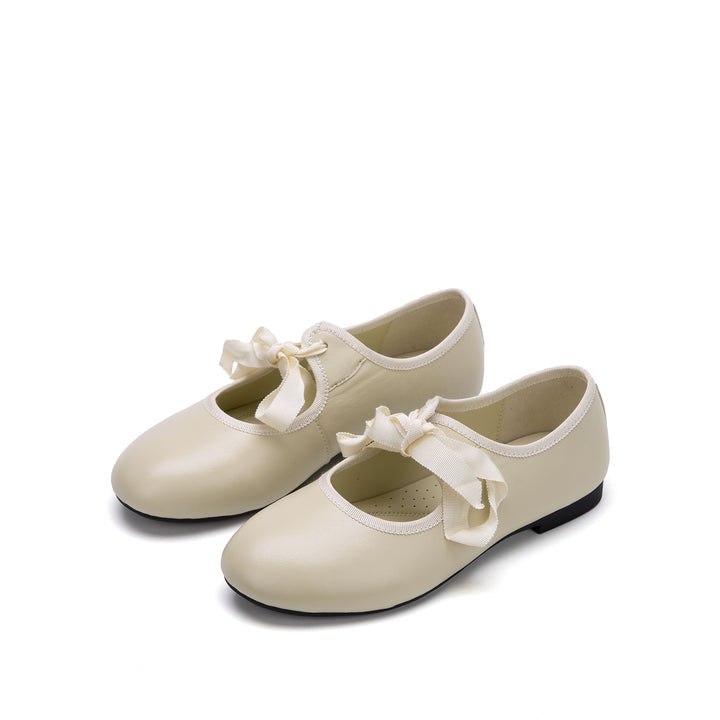 Women's Luxury Lambskin Ballet Flats - Silky Ribbon Lace-up