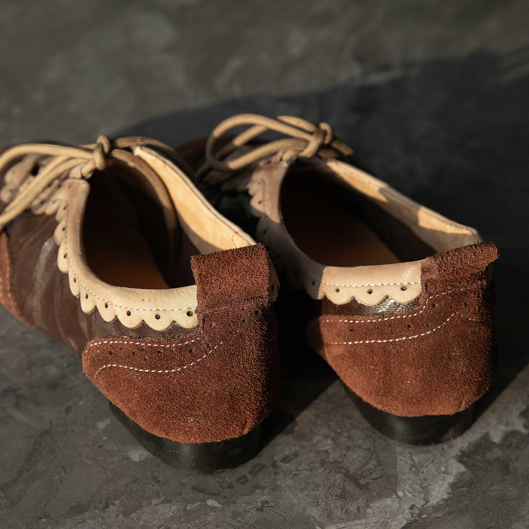 Women's Premium Lambskin Leather Oxford Flats - Vintage Brogue Ballet Shoes, Lace-up Comfort Loafers