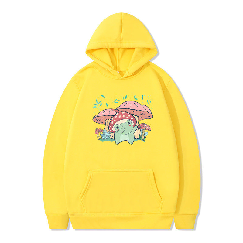 Cute Frog Sweater for Women Men Kawaii Mushroom Hoodie for Teens Couple's Clothes